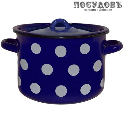СтальЭмаль Горошки-2 4015M2SS023612 кастрюля с крышкой, сталь эмалированная, 1,5 л, Ø150×100 мм