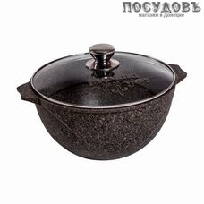 Мечта Premium Mokko 510902 казан с крышкой 10,0 л, алюминий литой, гранитное покрытие Greblon 4 слоя