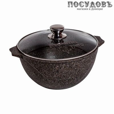 Мечта Premium Mokko 510902 казан с крышкой 10,0 л, алюминий литой, гранитное покрытие Greblon 4 слоя