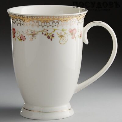 Beatrix "Сеньорита" МР046L1 кружка подарочная, белая с золотым узором, 350 мл, фарфор, в подарочной упаковке 1 шт