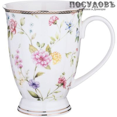 Lefard 274-889 Кружка подарочная 250 мл, фарфор, белый с рисунком Луговые цветы, в подарочной упаковке 1 шт.