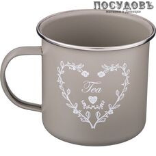 Agness 790-130 кружка 500 мл, сталь эмалированная, коричневый с рисунком Прованс 1 шт.