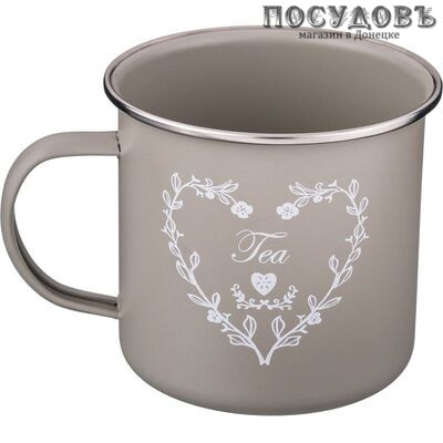 Agness 790-130 кружка 500 мл, сталь эмалированная, коричневый с рисунком Прованс 1 шт.
