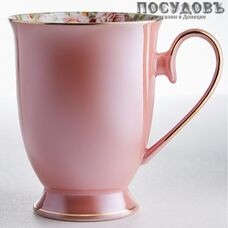 Beatrix МЛ042L1 кружка подарочная розовая с золотой обводкой, фарфор, 350 мл, в подарочной упаковке 1 шт.
