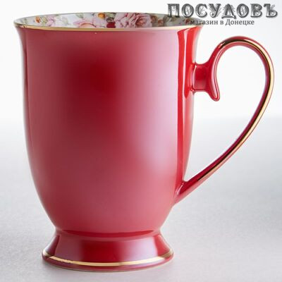 Beatrix МЛ043L1 кружка подарочная красная с золотой обводкой, фарфор, 350 мл, в подарочной упаковке 1 шт.