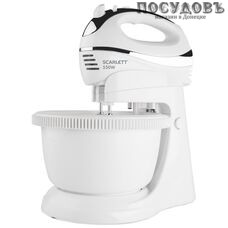 Scarlett SC-HM40B01 миксер с вращающейся чашей 5,0 л, 550 Вт, 5 скоростей, цвет белый