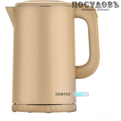 Centek CT-0020 Beige электрочайник, 2200 Вт, 1700 мл, двойной нержавейка/пластик, цвет бежевый