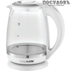 WillMark WEK-2005G W электрочайник, 2200 Вт, 2000 мл, стекло термостойкое, внутренняя подсветка, белый