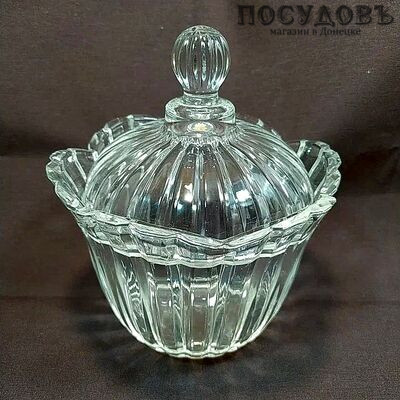 КНР TF512 конфетница с крышкой, стекло, в упаковке 1 шт.