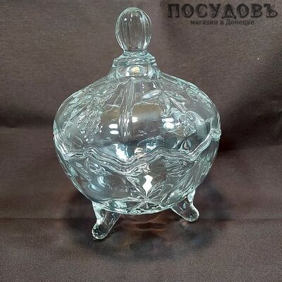 КНР TF511 конфетница с крышкой, стекло, в упаковке 1 шт.