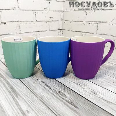 КНР BPY013-G кружка, 350 мл, керамика c покрытием Soft Touch, микс, 1 шт.