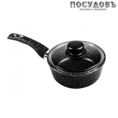 Горница кш1611аг Гранит ковш с крышкой 1,0 л, алюминий литой, Ø160 мм, гранитное покрытие, 2 пр.