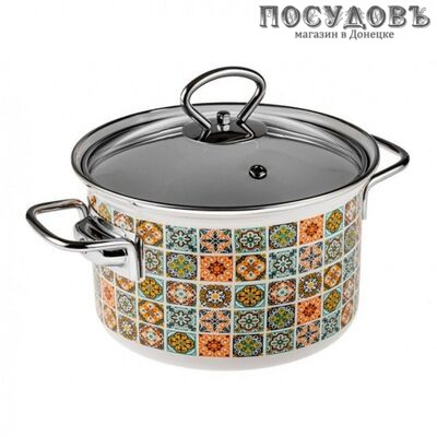 HITT Patchwork С-1608САП4/4ДТ кастрюля с крышкой 1,5 л, сталь эмалированная