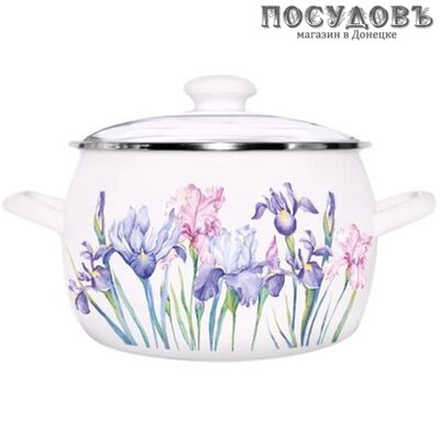 HITT Ирисы С-4216АП2/4ДТ кастрюля с крышкой 5,0 л, сталь эмалированная