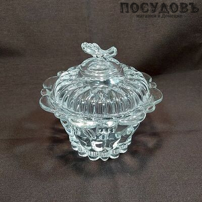 КНР XJ-8116 сахарница с крышкой, стекло, в упаковке 1 шт.