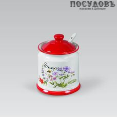 Maestro Flora MR-20008-09 сахарница с крышкой и ложкой, 89×115 мм, керамика