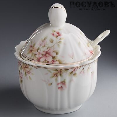 Beatrix Сицилия МН015E сахарница с крышкой и ложкой, 250 мл, фарфор, в упаковке 3 пр.