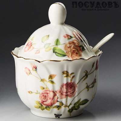 Beatrix Розанна МН012E сахарница с крышкой и ложкой, фарфор, в упаковке 3 пр.