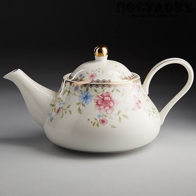 Beatrix МР026R чайник заварочный белый с рисунком Амелия, фарфор, 600 мл