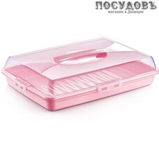 Dunya 30307 тортница с крышкой, полистирол, цвет голубой, фиолет, крем, розовый, 435×295×h98 мм