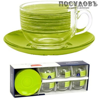 Luminarc Brushmania Green P8982 набор чайный, стекло упрочненное, в упаковке 12 пр.