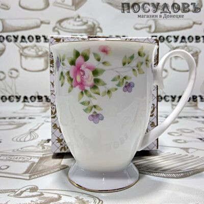 Beatrix МН065L1 кружка подарочная белая с рисунком "Флориана", 300 мл, фарфор, в подарочной упаковке 1 шт