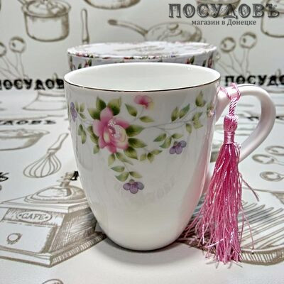 Beatrix МН066L1  кружка подарочная белая с рисунком "Флориана", 340 мл, фарфор, в подарочной упаковке 1 шт