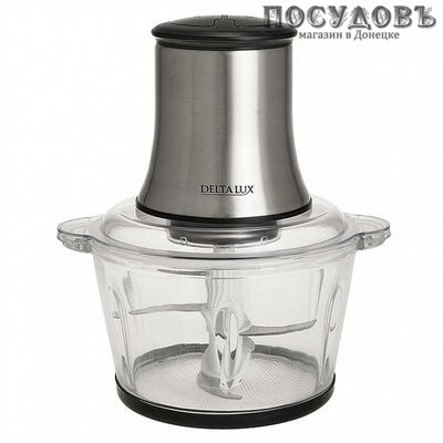 Delta Lux DE-7402 чоппер-измельчитель 500 Вт, чаша стеклянная 1600 мл, две пары ножей, цвет черный