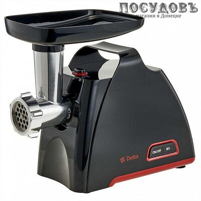 Delta DL-6104M мясорубка электрическая 2000 Вт, 1,8 кг/мин, цвет черный с красным