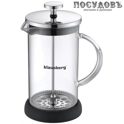 Klausberg KB-7115 френч-пресс, стекло термостойкое, 350 мл, цвета зеленый, оранжевый, красный, черный