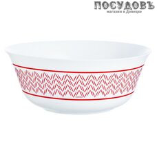 Luminarc Battuto J7841 салатник, стекло упрочненное, цвет белый с красным, Ø240 мм, Франция 1 шт.