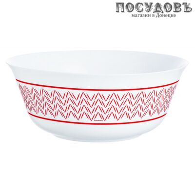 Luminarc Battuto J7841 салатник, стекло упрочненное, цвет белый с красным, Ø240 мм, Франция 1 шт.