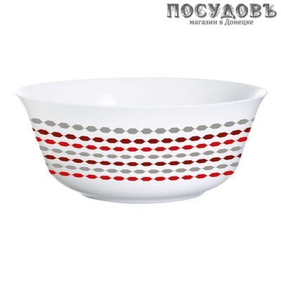 Luminarc Sixties J1903 салатник, стекло упрочненное, цвет белый с рисунком, Ø240 мм, Франция 1 шт.