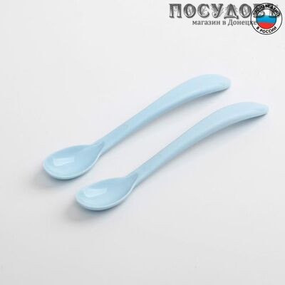 Little Angel Start LA2915BL набор детских ложек 180×70×20 мм, полипропилен, цвет голубой пастельный, 2 шт.