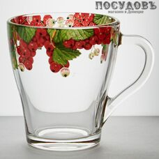 ОСЗ 1649/91 кружка 250 мл, стекло, прозрачная с рисунком Красная смородина, Россия 1 шт.