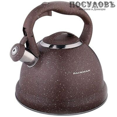 Backman BM-0709 чайник со свистком, 3,0 л, сталь нержавеющая, капсульное дно