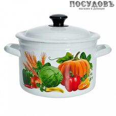 КМК Осенний урожай 41804-202/6-У2 кастрюля с крышкой, белый, сталь эмалированная, 8,0 л, Ø260×180 мм, 2 пр.