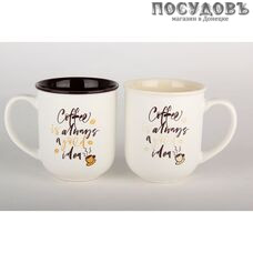 Коралл Ароматный кофе BRJD112-124101 кружка, бежевая с надписью, 380 мл, фарфор 1 шт.