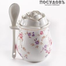 Beatrix Арабель МХ016Е сахарница с крышкой и ложкой, фарфор