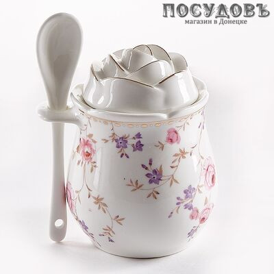 Beatrix Арабель МХ016Е сахарница с крышкой и ложкой, фарфор