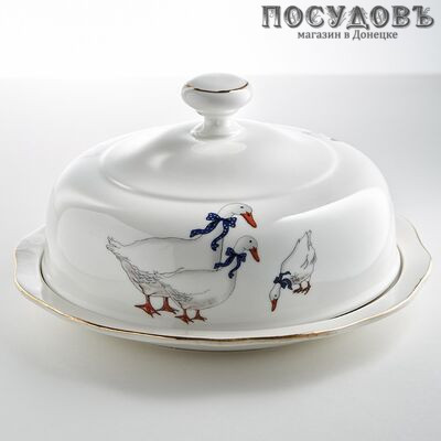 Beatrix Гуси МН091H блюдо с крышкой, фарфор, Ø230 мм, в упаковке 2 пр.