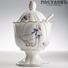 Beatrix Гуси МН091Е сахарница с крышкой и ложкой, 100?100?160 мм, 250 мл, фарфор