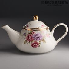 Beatrix МР032R чайник заварочный белый с рисунком Лоренс, фарфор, 600 мл