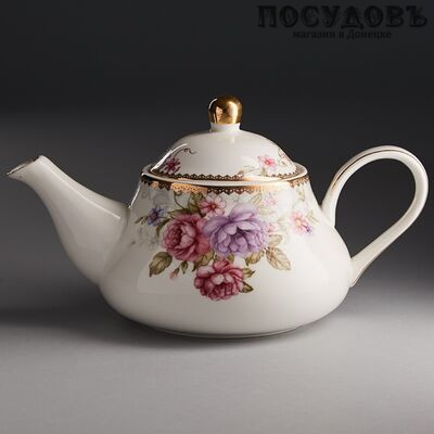 Beatrix МР032R чайник заварочный белый с рисунком Лоренс, фарфор, 600 мл