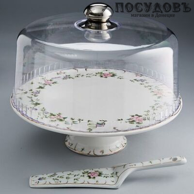 Тортница на ножке Ø30см с крышкой и лопаткой МР005X/3 "Розмари"