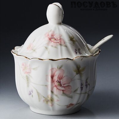 Beatrix Сан-Марино МН001Е сахарница с крышкой и ложкой, фарфор
