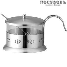 Webber BE-0032 сахарница с крышкой и ложкой, 250 мл, сталь нержавеющая 3 пр.