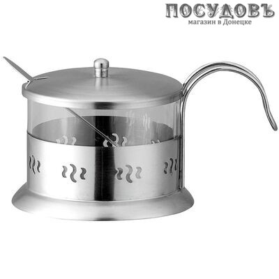 Webber BE-0032 сахарница с крышкой и ложкой, 250 мл, сталь нержавеющая 3 пр.