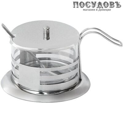 Webber BE-0034 сахарница с крышкой и ложкой, 250 мл, сталь нержавеющая 3 пр.