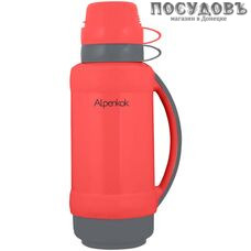 Alpenkok AK-18023S термос, колба стеклянная 1800 мл, корпус пластик, цвет Коралловый с серым